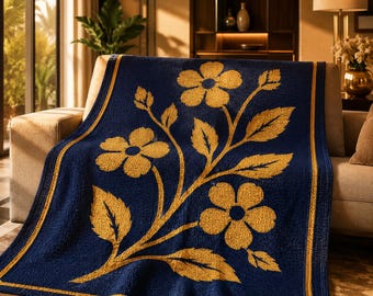 Botanical Bloom Mosaic Crochet Pattern | Floral Crochet Blanket PDF | Beginner Overlay Mosaic Crochet Chart | Botanical Flower Afghan