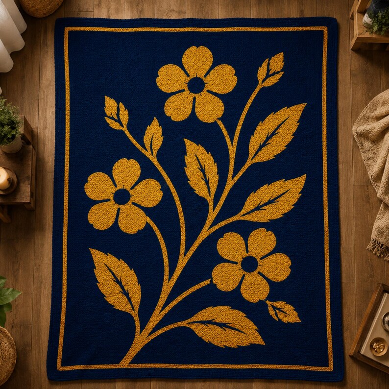 Botanisk blommosaikvirkmönster | Blommig virkad filt PDF | Nybörjaröverlägg med mosaikvirknål | Botanisk blommig afghansk virkmönster bild 6