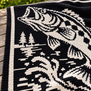 Bass Fish Mosaik Virkad filtmönster PDF | Vildvattenbas bild 8