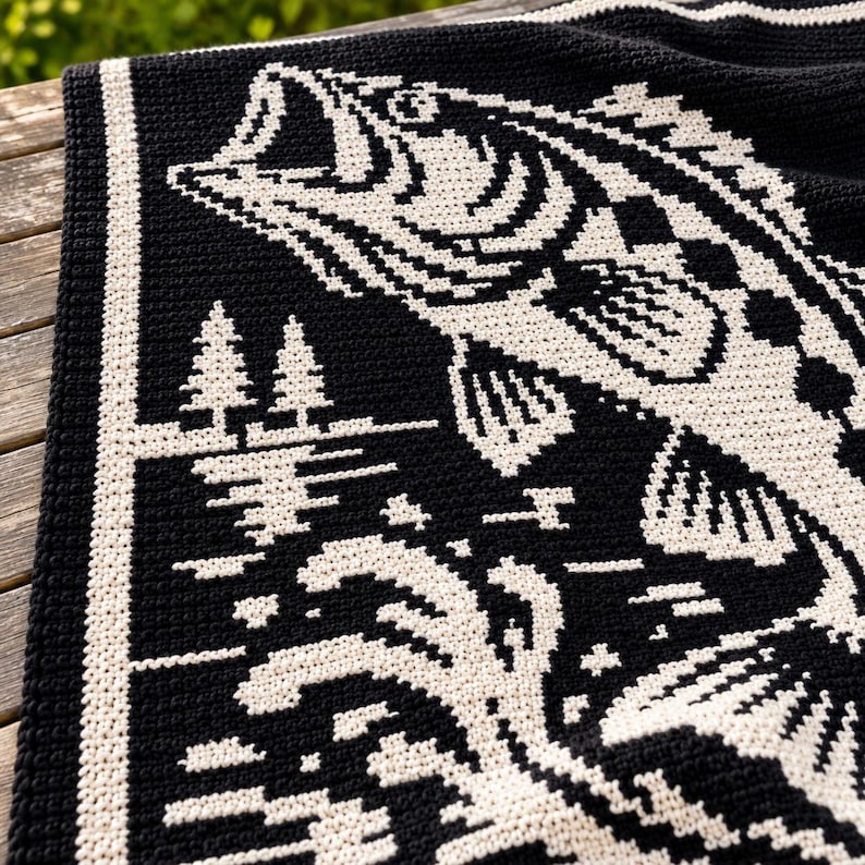 Bass Fish Mosaik Virkad filtmönster PDF | Vildvattenbas bild 8