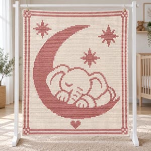 Baby Blanket Crochet Pattern Bundle, 4 Mosaic Crochet PDFs, Teddy Bear Sleeping Bear Duck Elephant, Nursery Baby Shower Gift image 2