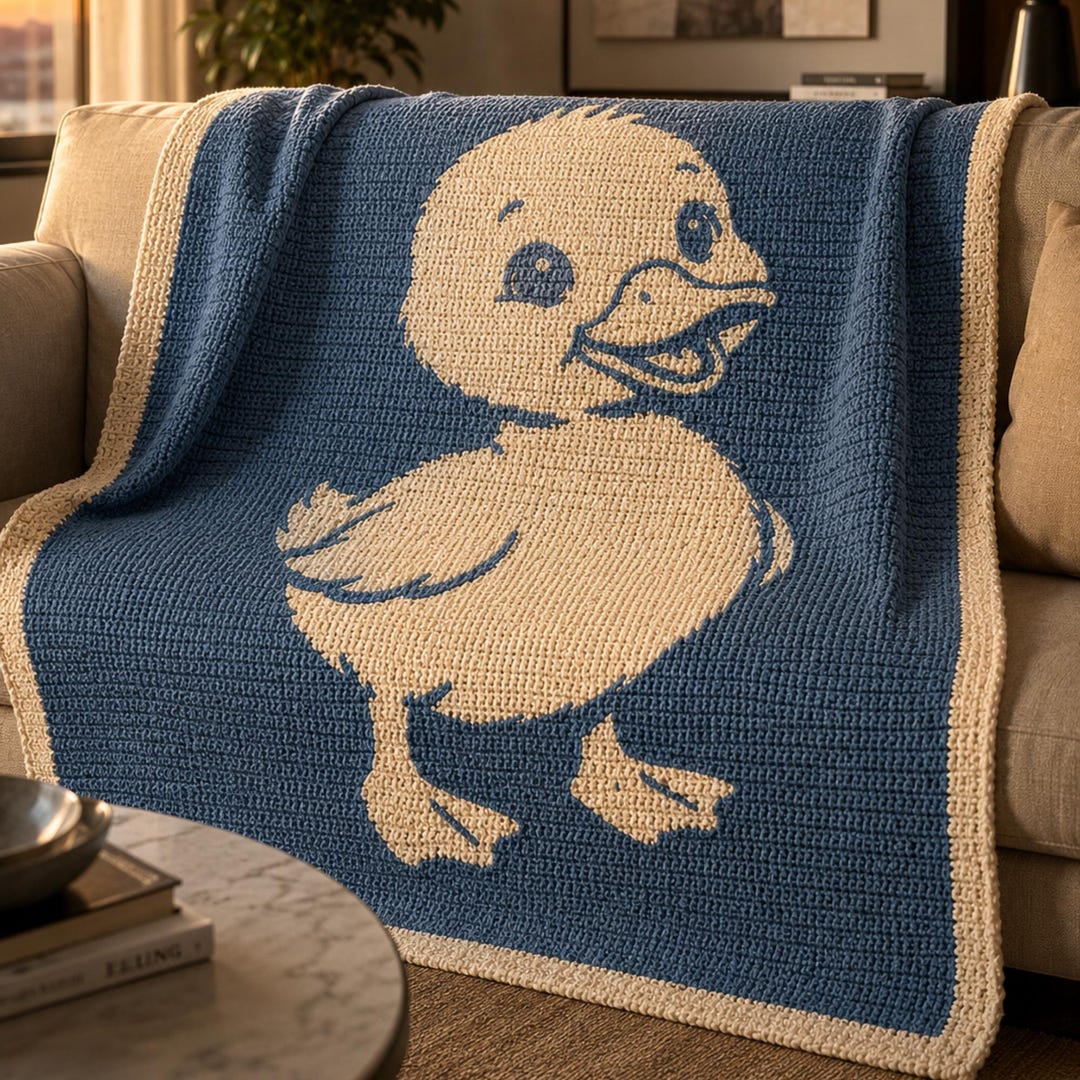 Baby duck overlay mosaic crochet baby blanket pattern