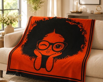 Afro Girl Mosaic Crochet Blanket Pattern, Black Woman Crochet Throw PDF, Beginner Overlay Mosaic Crochet, Afrocentric Home Decor Chart