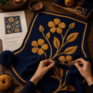 Botanisk blommosaikvirkmönster | Blommig virkad filt PDF | Nybörjaröverlägg med mosaikvirknål | Botanisk blommig afghansk virkmönster bild 7
