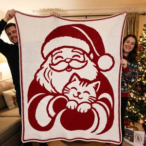 Santa Crochet Blanket Pattern, Christmas Cat Mosaic PDF image 6