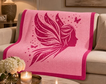 Fairy Mosaic Crochet Blanket Pattern Butterfly Silhouette Chart Overlay Mosaic Crochet Pattern for Beginners Nursery Decor Digital PDF