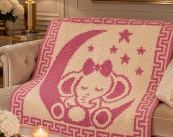 Mosaic Crochet Baby Blanket Pattern PDF, Animal Nursery Blanket