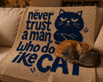 Grumpy Cat Mosaic Crochet Blanket Pattern PDF - Funny Cat Quote Throw Pattern - Modern Cat Lover Gift - Beginner Friendly Crochet Graph