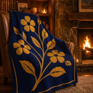 Botanisk blommosaikvirkmönster | Blommig virkad filt PDF | Nybörjaröverlägg med mosaikvirknål | Botanisk blommig afghansk virkmönster bild 2