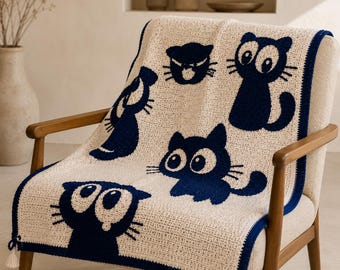 Cat Crochet Blanket Pattern PDF | Mosaic Crochet Baby Blanket