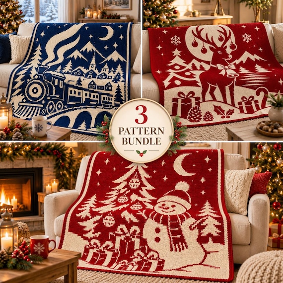 Christmas Pattern Bundle overlay mosaic crochet pattern