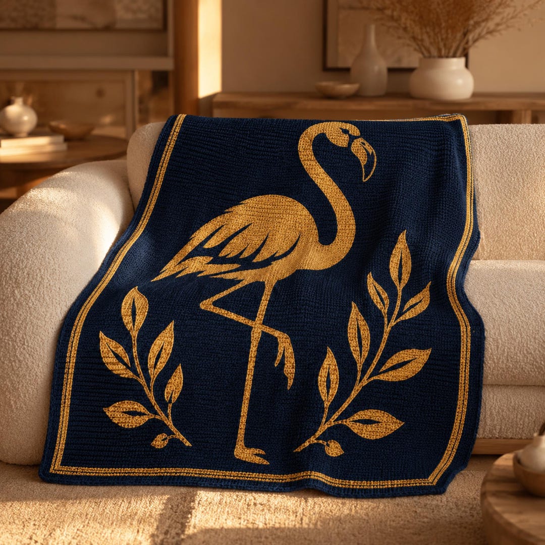 Modern flamingo overlay mosaic crochet blanket pattern