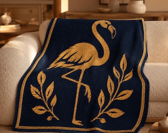 Flamingo Mosaic Crochet Pattern - Overlay Crochet Blanket PDF - Modern Flamingo Throw - Luxury Crochet Design - Digital Download Pattern