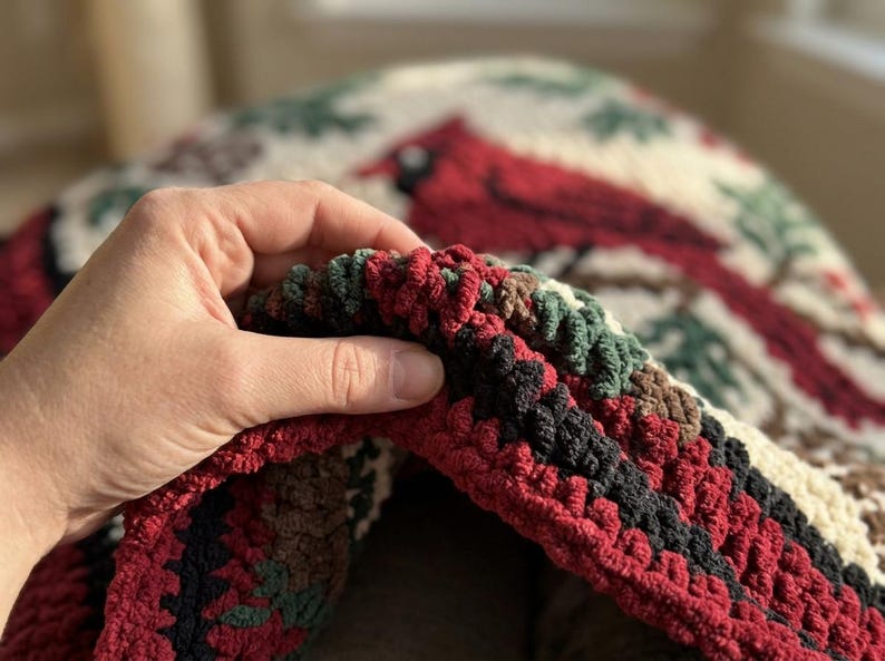 Cardinal Christmas Mosaic Crochet Blanket Pattern PDF, Overlay Crochet Chart image 8