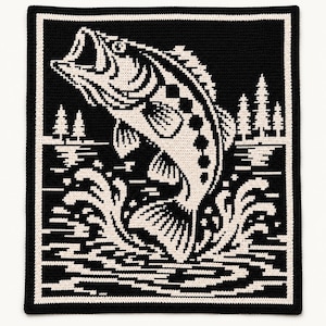 Bass Fish Mosaik Virkad filtmönster PDF | Vildvattenbas bild 7