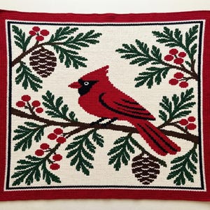 Cardinal Christmas Mosaic Crochet Blanket Pattern PDF, Overlay Crochet Chart image 6
