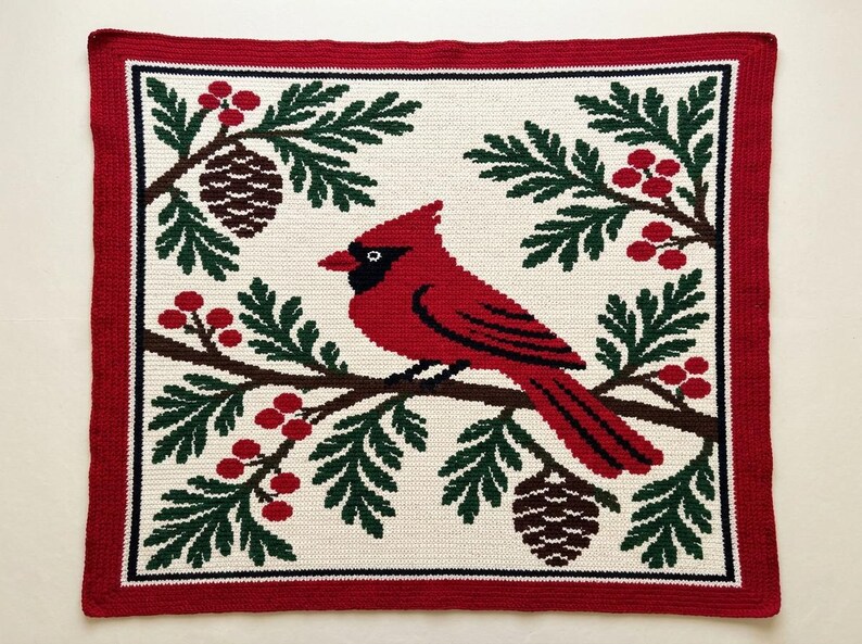 Cardinal Christmas Mosaic Crochet Blanket Pattern PDF, Overlay Crochet Chart image 6