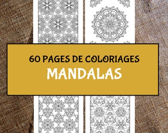 Lot de Coloriage Numérique Mandala - 60 Pages - Format A4