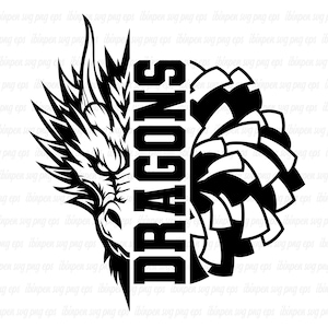 Drachen SVG, Drachen SVG Cricut, Drachen Jubel, Drachen Pompom, Drachen Schule Maskottchen, Cutfile, Drachen Sublimation, Sillhoutte, Geschenk, PNG