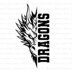 Dragons SVG, Dragons SVG Cricut, Dragons Cutfile, Dragons Sublimation, Gift, T Shirt, PNG, Dragons Head Sillhoutte, Dragons School Mascot