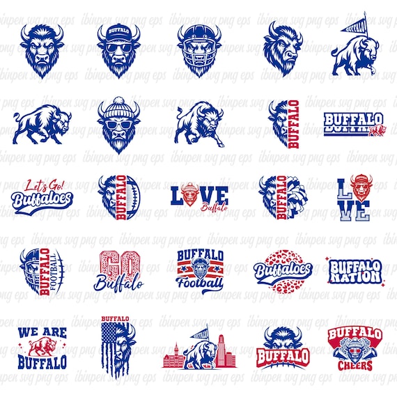 25 Buffalo SVG PNG Bundle, Buffalo Cutfile Cricut, Buffalo School Mascot, Buffalo Football, Buffalo T-Shirt, Buffalo Cheers, Logo, Love, Eps