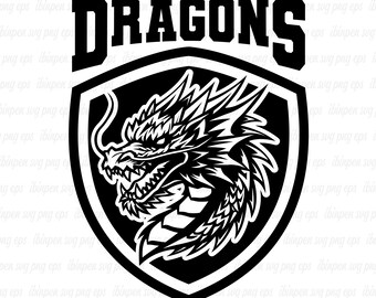 Dragons SVG, Dragons School Mascot, Dragons PNG, Dragons SVG Cricut, Dragons Cutfile, Dragons Sillhoutte, Gift, Love, T Shirt, Dragons Head