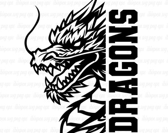 Dragons SVG, Dragons Head, Dragons School Mascot, Dragons Svg Cricut, Dragons PNG, Dragons Cutfile, Dragons Sillhoutte, T Shirt, Gift, Love