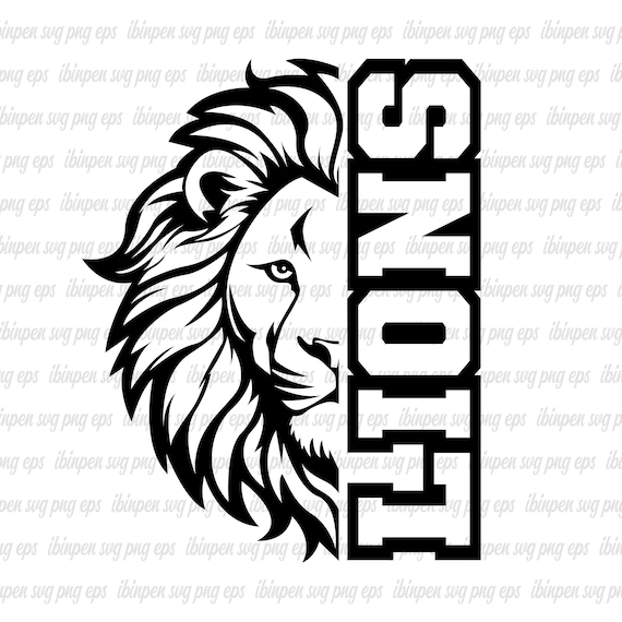 Lions SVG, Lions SVG Cricut, Lions Cutfile, Lions Silhouette, Lions School Mascot, Lions Svg for Embroidery, Gift, Birthday, Lions PNG File