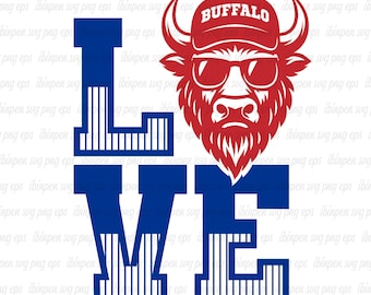 Buffalo SVG PNG, Love Buffalo, Buffalo SVG Cricut, Buffalo Svg Cutfile, Buffalo School Mascot, Buffalo Team, Buffalo Logo, T-Shirt, Mug, Eps