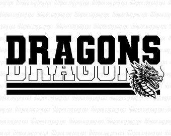 Dragons Strips SVG, Dragons School Mascot, Dragons Cricut, Dragons Cutfile, Dragons Silhouette, Dragons Sublimation, T-Shirt, Dragons PNG