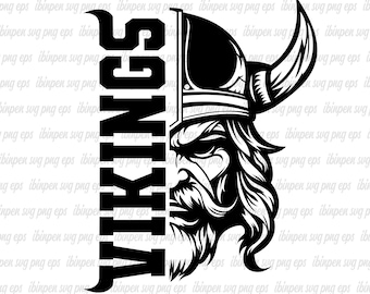 Vikings SVG, Vikings Svg Cricut, Vikings Cutfile, Vikings School Mascot, Vikings Svg for T-shirt, Love, Gift, Birthday, Vikings PNG File