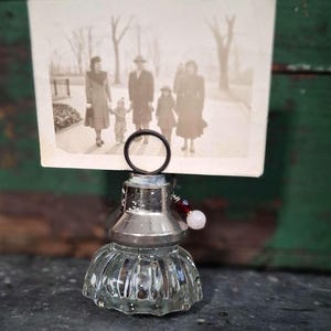 Antique Doorknob Stand Fluted Clear Glass Silver with Pink and Red Beads