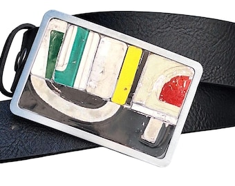 License Plate Belt Buckle Handmade Metal Mosaic Vintage  display picture 3