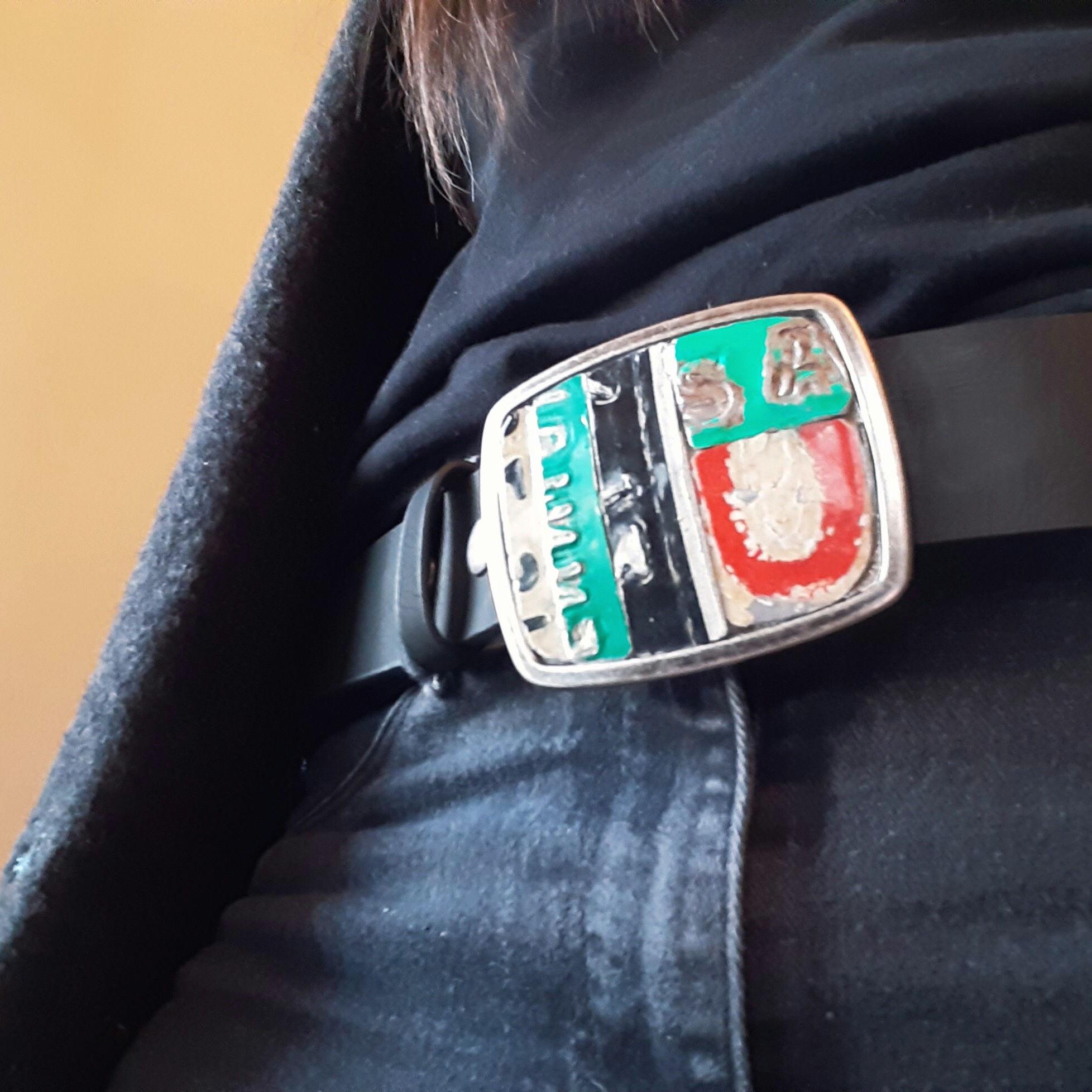 License plate belt buckle NEW artisan made New Mexico unisex upcycled OOAK Handmade License Plate Belt Buckle: Upcycled Metal Mosaic  main image 4
