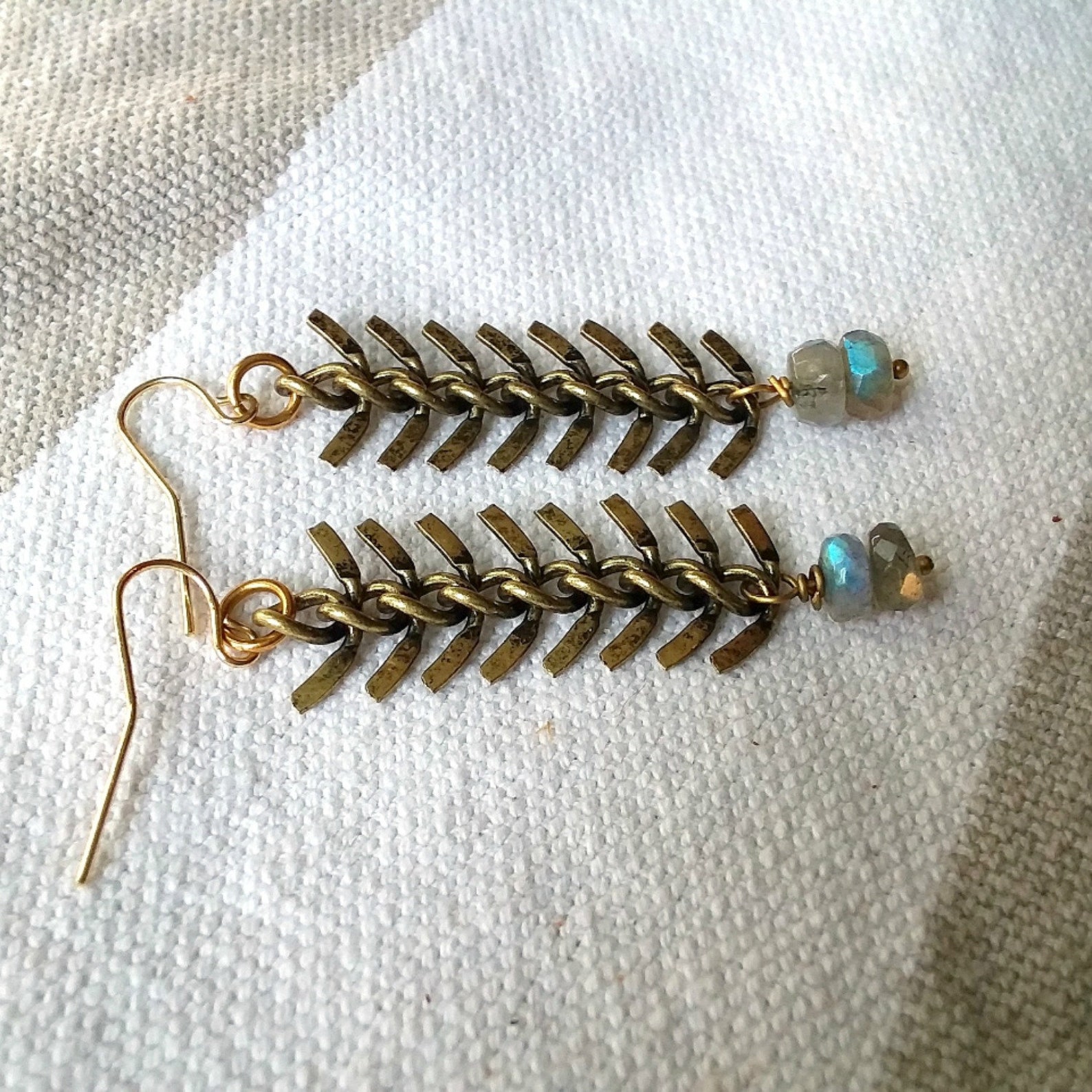 Long Fish Tail Fish Bone Herringbone Antiqued Bronze Gold Etsy