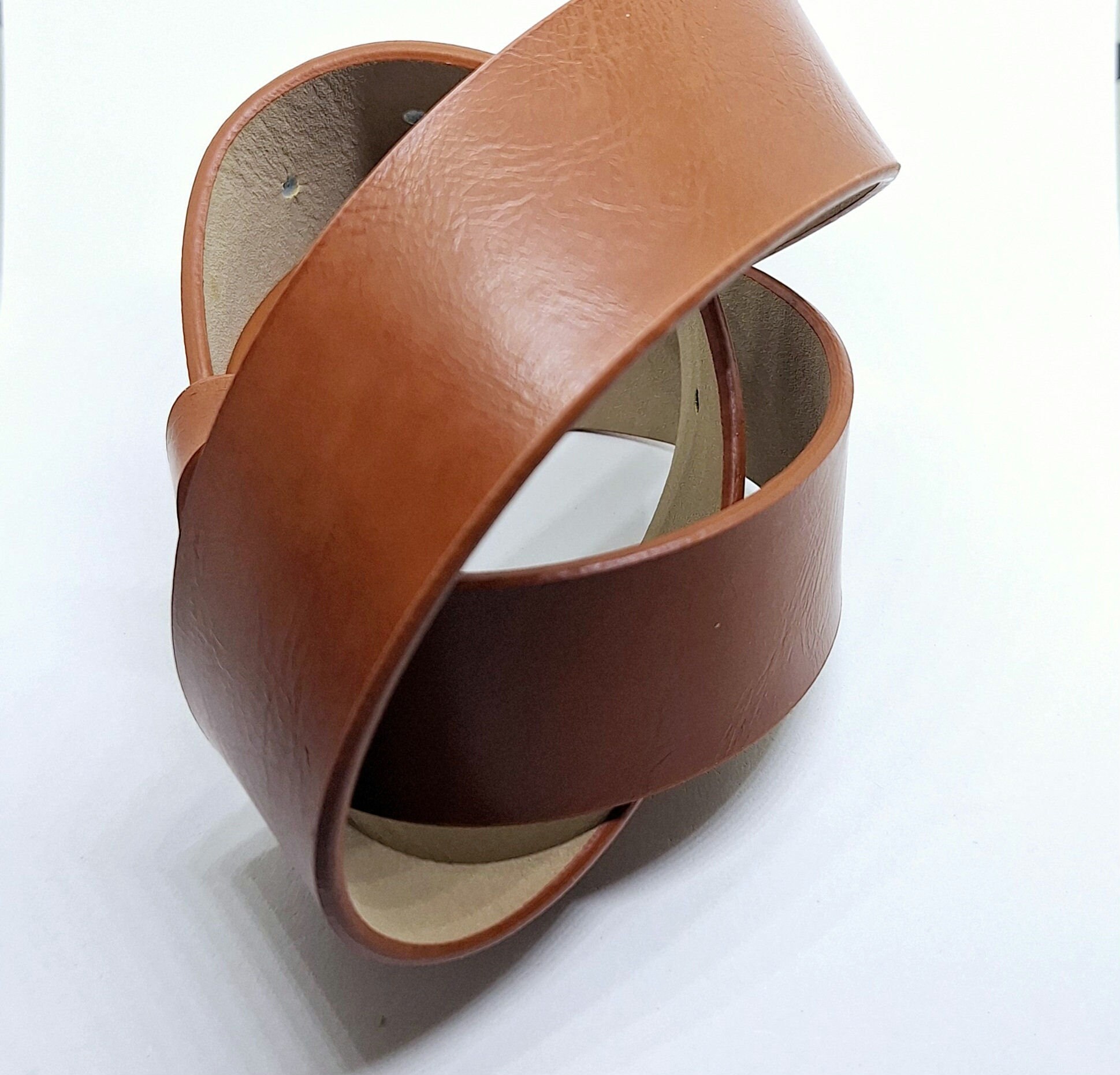 8227 Women\'s Brown Vegan Leather Belt- Adjustable Belt With Scratch Brown Snap Belt Perforated Leather - LeatherBeltsOnline main image 4