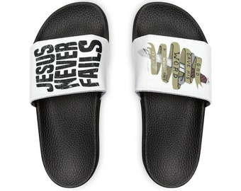 Slide/Sandals “JESUS NEVER FAILS” TheDiscipleShop exclusive