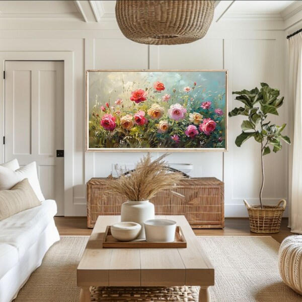 Samsung quadro tv arte decoração para sala de estar download digital quadro tv arte decoração floral decoração de parede, download digital para samsung tv arte