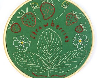 Strawberries Embroidery Pattern - PDF