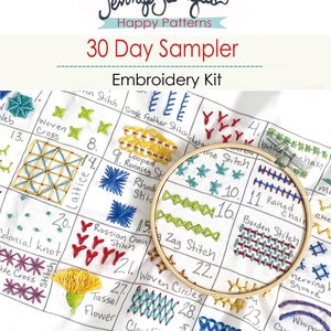 VOLUME 2 -30 Day Sampler Embroidery Class -  (Kit and Video Class)