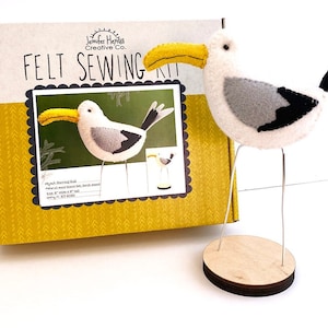 Herring Gull Felt Sewing Kit with Wood Base