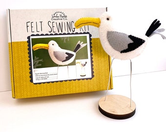 Herring Gull Felt Sewing Kit with Wood Base