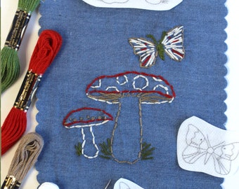Mushrooms Stick and Stitch Embroidery Kit