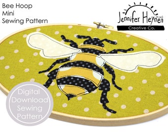 Bee Applique Hoop Art Pattern