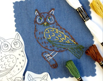 Owl Stick and Stitch Embroidery Kit