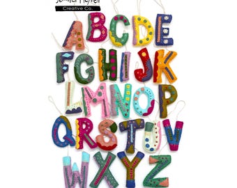 Felt Letter Ornaments Sewing Pattern - Digital