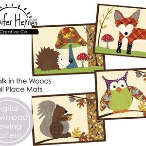 A Walk in the Woods Fall Place Mats Applique Sewing Pattern
