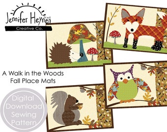 A Walk in the Woods Fall Place Mats Applique Sewing Pattern