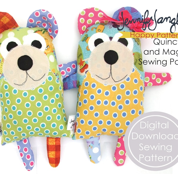 PDF Bear Sewing Pattern - Quincy and Maggie