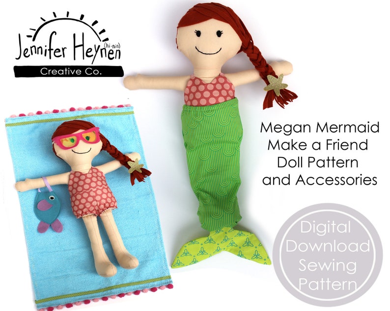 Make a Friend Megan Mermaid Doll Sewing Pattern image 1